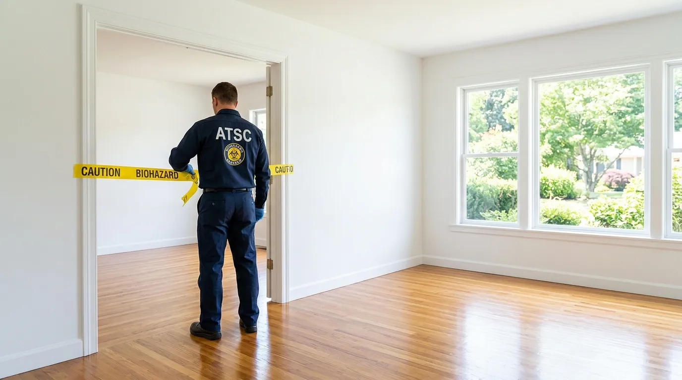 Certified biohazard cleanup crew performing Decomposition Cleanup in River Edge
